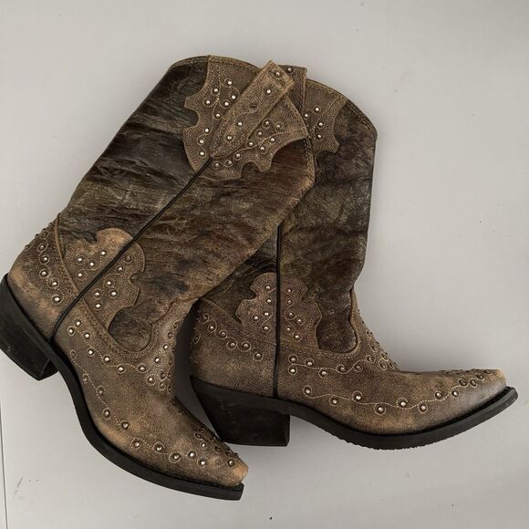 Sterling River Cowgirls SR2032 Leather Brown/Cherry Western 8.5 Womens Rhineston - Picture 2 of 13